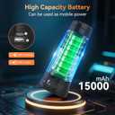 Rechargeable Camping Light with Stand 7 ft Max Height, 15000mAh Portable Cordless LED Work Light, 5500 Lumen 6500/4500/3500K Dimmable Emergency Flashlight with Detachable Tripod, Black
