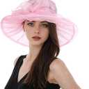 Derby Hats for Women 2025 Women's Elegant Organza Fascinator Sun Hat for Church, Tea Party, Weddings Hats