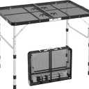 Sportneer Folding Table, 3 Heights Camping Table with 2 Hooks, Lightweight & Compact Aluminum Portable Grill Table for BBQ, RV, Picnic, Outdoor, Camping, Cooking, 35.4'' L x23.6'' W Large Size