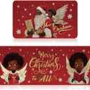 Ceenna 2 Pcs Winter Kitchen Rugs and Mats Set Snowflakes Let It Snow Reindeer Holiday Sink Floor Mat Kitchen Bathroom Xmas Tree Floor Decor for Home, 17 x 30, 17 x 47 Inch