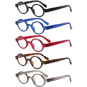 JOSCHOO 5 Pack Retro Round Reading Glasses Mini Small Comfortable Readers for Women Men (5 Mix, 3.5)
