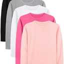 Cooraby 3 Pack Girls Long Sleeve Tees Girls' Soft T-Shirts Kids Basic Crewneck T-Shirts Top for Teen Youth Girls, 3T