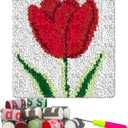 YP Rose Latch Hook Rug Kit for Beginners & Adults - 12x12 Inch DIY Needlework Crochet Rug with Soft Pre-Cut Yarn, Easy-to-Follow Pattern, Perfect for Home Decoration or Gift-Making