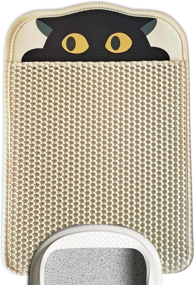 Lukamoo Cute Double-Layer Litter Mat, Ideal for Any Cat Litter (Medium (24'' x 16''), Biscuit Beige)