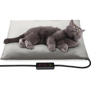 Toozey Small Pet Heating Pad, 6 Adjustable Temperature Dog Cat Heating Pad with Timer, Waterproof Heated Cat Bed with Chew Resistant Cord, Indoor Electric Pet Heated Mat 18x16in (Grey)