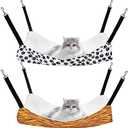 2 Pieces Reversible Cat Hanging Hammock Soft Breathable Pet Cage Hammock with Adjustable Straps and Metal Hooks Double Sided Hanging Bed for Small Dogs Rabbits(Zebra and Cat Paw Print,M)