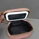 Small Makeup Bag Travel Train Case with Mirror and Light Mini Travel Make up for Women Train Case Cosmetic Organizer 3 Adjustable Brightness Toiletry Bag Portable Artist Storage (Pink)