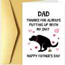 4 x Chenive Funny Father's Day Card from Dog, Happy Father's Day Card for Dog Dad, First Fathers Day Greeting Card, Thanks for Always Putting Up With My Shit Card