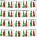 4P Red Green White Foil Fringe Metallic Tassel Streamers Banner Tassel Garland for Parade Floats, Graduation, Wedding, Birthday, Halloween, Christmas, Mexican Italian Birthday Party Decorations