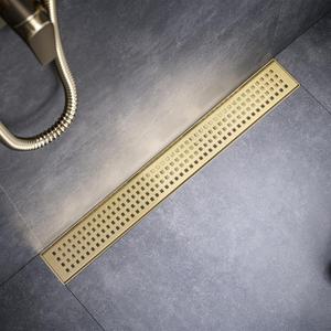 Linear Shower Drain 24 Inch Rectangular, Brushed Gold Shower Drain,SUS-304 Stainless Steel Floor Linear Drain, US Standard CUPC Certified, Zirconium Gold, SD-112-24ZG