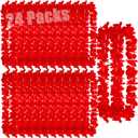 Leis for Luau Party, 24 Count Thick and Lush Flower, Graduations, Birthdays, and Beach Weddings, Tropical Party Decorations Single Color Red White Black Green Pink Blue (24 RED)
