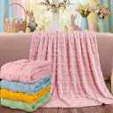 Tudomro Bunny Throw Blanket 50x60 Inch 3D Embroidered Bunny Throws Cozy Soft Rabbit Blanket for Sofa Couch Bed Sofa Home Decor, Birthday Gifts(4 Pack, Colorful)
