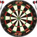 Ruthless Hot Shot Dart Board | Endurance Round Wire Sisal Dartboard Set Including 2 sets of Steel Tip Darts, Product Dimensions 17.72"W x 17.72"H