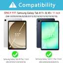 EAMPANG Case with Keyboard Mouse for Samsung Galaxy Tab A11 Plus/A9 Plus 2025/2023 11 inch,7 Color Backlight Detachable USB-C Keypad Magnetic Case with Pen Slot for Tablet A11+ A9+ 5G Dark Green