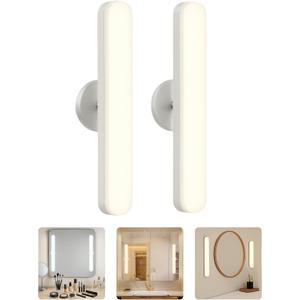 Cambk Set of 2 Wireless Vanity Makeup Lights for Mirror, Rechargeable LED Stick On Light Bar for Bathroom Mirror with 3 CCT&Dimmable, Elegant Cordless Lighting Chritsmas Holiday Gifts for Women (White)