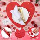 Remerry Leather Heart Placemats Set of 6 Red Heart Shaped Place Mats Waterproof Washable Table Kitchen Mats for Kitchen Dining Decor(Love,Red,14 x 13'')