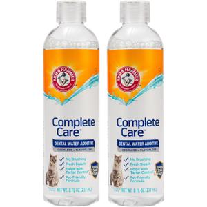 Arm & Hammer Complete Care Dental Water Additive for Cats, Cat Breath Freshener, Cat Mouth Wash or Dental Rinse, Simply Add to Pet Drinking Water for Fresher Breath, Value Size 8 FL OZ - 2 Pack