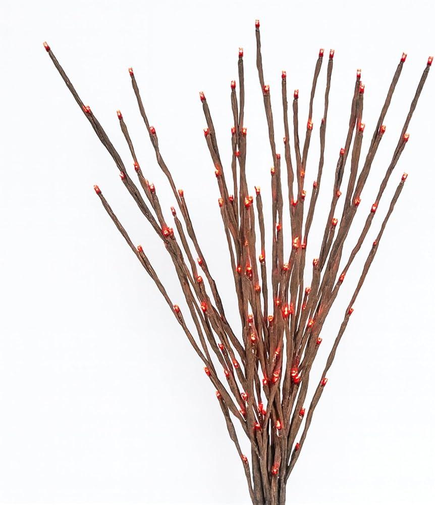 Holiday Bright Lights Garden Light Burst 36-Inch, Twinkling LED Decoration with Brown Tape and Red Bulbs, Indoor/Outdoor Accent Lighting