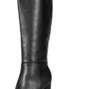 Amazon Essentials Women's Tall Boots with Chunky Block Heel (8.5 Wide, Black Faux Leather), 8.5W