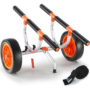 VEVOR Kayak Cart, Heavy Duty 450 LBS Load Capacity Kayak Trailer, Detachable Canoe Trolley Cart with Adjustable Width & Nonslip Support Foot, 12'' Solid Tires for Kayaks Canoes Float Mats Paddleboards, 31.5 x 29.6 x 18.5 inch