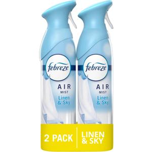 Febreze Air Mist Air Freshener Spray, Odor-Fighting Room Spray, Air Fresheners for Home and Bathroom and Kitchen, Aerosol Can, Linen & Sky Scent, 8.8oz (Pack of 2)