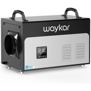 Waykar 130 Pints Energy Star Most Efficient Commercial Dehumidifier with Pump and Drain Hose for Crawl Spaces, Basements, Ducted Industrial Use, and Water Damage Unit - 5-Year Quality Coverage