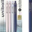 2 x uni-ball Zento Gel Ink Rollerball Pens, 4 Black Medium Point Smooth Writing Pens, Colored Japanese Pens, Muted Colors