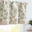 jinchan Linen Valance Kitchen Curtain for Windows Double Layer 16 Inch for Living Room Bedroom Christmas Decorations Blackout Vintage Rustic Farmhouse Cottagecore Rod Pocket 1 Panel Green on Beige