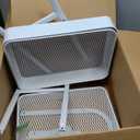 EAGMAK 3 Tier Utility Rolling Cart, Metal Storage Cart with Handle and Lockable Wheels, Multifunctional Storage Organizer Trolley with Mesh Baskets for Kitchen, Living Room, Office, Garage (White) (Normal)