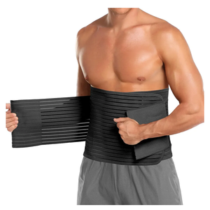 Abdominal Binder for Men & Women – Post Surgery Belly Band Adjustable Compression Wrap Belly Binder Abdomen Hernia Support Belt (L, Black)