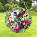 Hummingbird Stained Glass Decor for Women, Bird Lovers Suncatcher. Green Birds Art Walldecor.