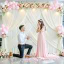 50ft x 10ft Ivory Backdrop Curtain for Wedding Ivory Wrinkle Free Backdrop Drapes Panels for Parties Baby Shower Bridal Shower Birthday Photo Photography Polyester Fabric Background Decoration