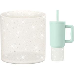 Silicone Boot Compatible with Sinple Midern 24/30/40 oz Tumbler with Handle/Trek Pivot, Protective Anti-Scratch Bottle Bottom Sleeve Cover Compatible with Sinple Midern Tumbler (Bling Retro Mint)