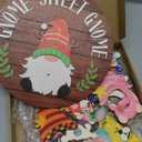 Wenqik 41 Pcs Interchangeable Sweet Gnome Signs Holiday Wooden Seasonal Gnome Decor Detachable Magnet Hat and Hand Welcome Sign for Home Decoration(Farmhouse,Dark Brown)