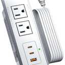 Recessed Power Strip with 20W USB C Port, Fast Charging USB A Port Conference Recessed Outlet, Space-Saver for Furniture Side Table, End Table, Desk Outlet with 6ft Cord, 45° Thin Flat Plug, White