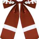 Janinka Large Football Bow for Wreath 23 x 33 Inches American Football Bow Tree Topper, Brown Satin Ribbon for Home Front Door Party Decor Supplies Outdoor Indoor Sport Game Decoration