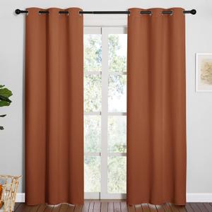 NICETOWN Nursery Essential Thermal Insulated Solid Grommet Top Blackout Curtains/Drapes for Halloween Decorations (1 Pair, 42 x 84 inches in Burnt Orange)