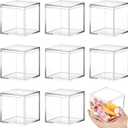 Blulu 8 Pieces Clear Acrylic Plastic Jewelry Box Mini Storage Box Mini Cube Containers with Lids for Candy Pill and Tiny Jewelry(Square,2.9 x 2.9 x 2.9 Inch)