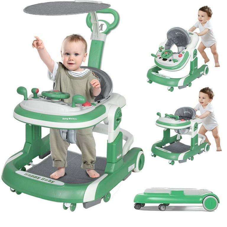 SolarSoda Foldable Baby Walker with Wheels, Infant Walker for Babies Boys Girls, Adjustable(Green)