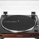Audio-Technica At-LP60X-BW Fully Automatic Belt-Drive Stereo Turntable, Hi-Fi, 2 Speed, Dust Cover, Anti-Resonance, Die-Cast Aluminum Platter Brown