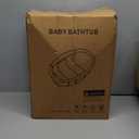 Collapsible Baby Bathtub with Soft Cushion and Thermometer, Newborn to Toddler Tub 0-36 Months with Toy Storage Mesh Bag, Portable Travel Bath for Infants (Grey)