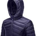 CAMEL CROWN Men Packable Down Jacket Hooded Lightweight Puffer Insulated Coat for Travel Outdoor Hiking (Blue, L)