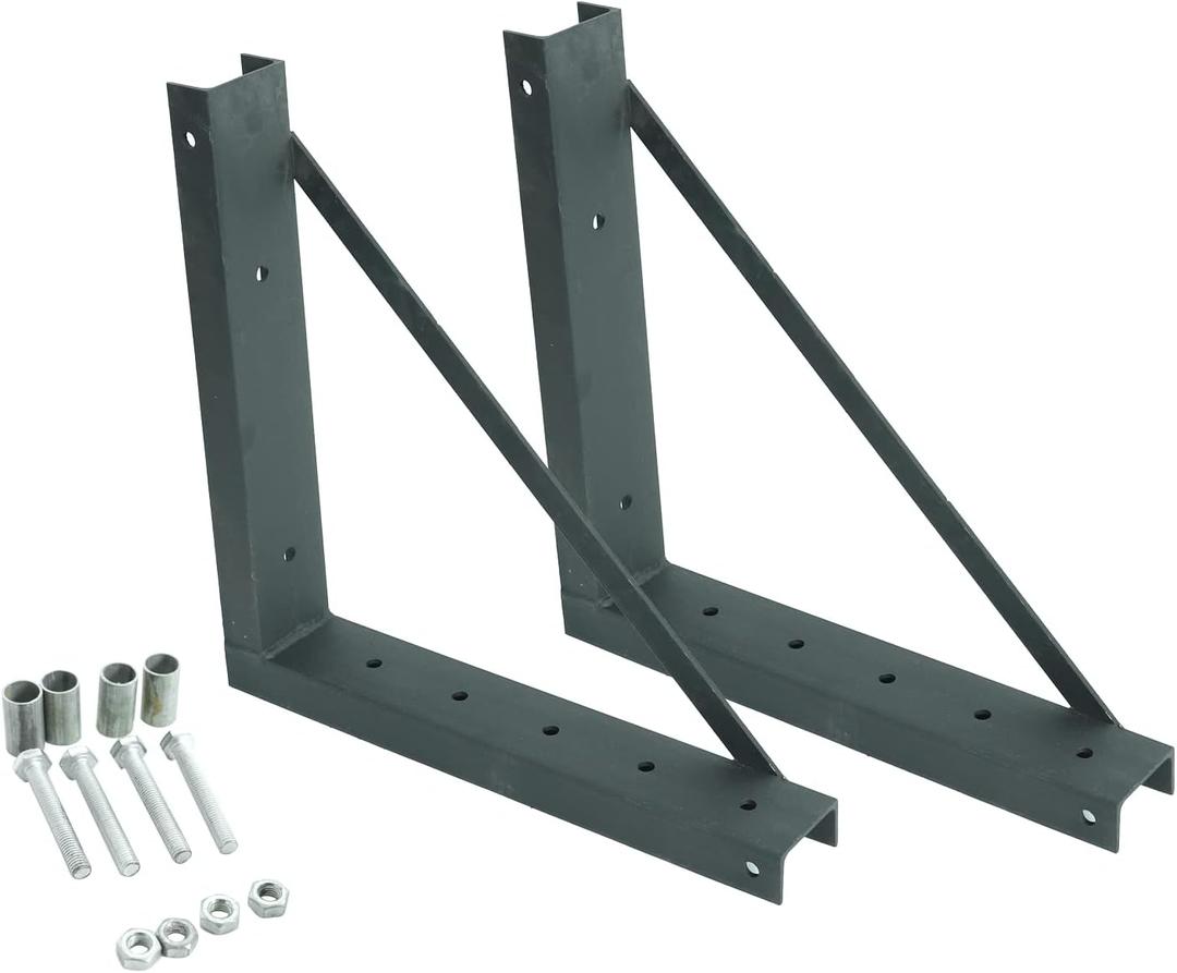 Underbody Truck Tool Box Mounting Brackets Kit, Welded Formed Steel Mounting Brackets with Screws Spacers and Sleeves Bolts for Underbody Truck Bed Tool Box, 17.7X 17.7 Inch, Set of 2