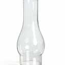 Oil Lamp Chimney Replacement 3 inch Base 9 inch Height Clear Glass Crimped Top Chimney for Old Kerosene Lamps and Size #2 Burners