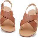 DADAWEN Girl's Summer Water Sandals Strappy Comfort Soft Flat Sandal Black US Size 24