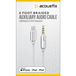 Acoustix™ 3.5mm to Apple Lightning Braided Auxillary Cable - White