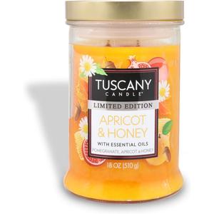 Tuscany Candle Apricot & Honey: Pomegranate & Patchouli Scented Fall Candle, 18 oz
