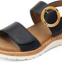 UBFEN Womens Flat Sandals Arch Support Open Toe Walking Comfy Casual Low Wedge Summer Shoes (7.5)