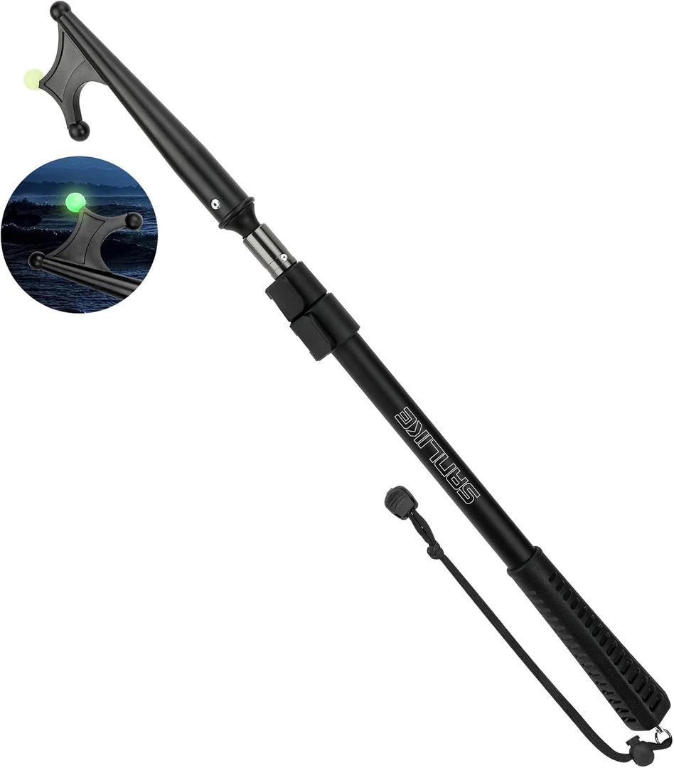 SAN LIKE Telescopic Boat Hook-Durable Boat Hook for Docking with Telescoping Extension Pole Aluminum or Fiberglass Pole Boat Hook Rust-Resistant Sturdy Float Docking Pole with Luminous Bead (Aircraft Aluminum-Grey-2.12-4.2FT)