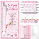 60 Set Breast Cancer Awareness Gifts Bulk Pink Ribbon Pens Keychains Motivational Cards Bags Breast Cancer Awareness Accessories Items for Women Survivor Charity Event Gift Supplies